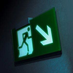 Photoluminescent Fire Exit Sign Ceiling Or Wall Mounted Xblock BS