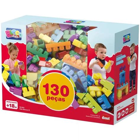 Bloco Montar Encaixar Blocolãndia Dismat 130 Peças Coloridas - Original ...
