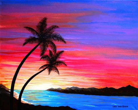 Tropical Beach Sunset Painting