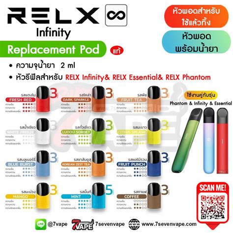 Relx Infinity Replacement Pod แท้ หัวพอดมีคอยล์พร้อมน้ำยา รีแล็ก