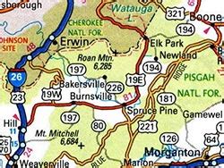 Road-Map - Mitchell County, North Carolina