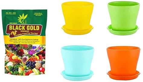 Kraft Seeds Plastic Flower Pots Cm Multicolour Pieces