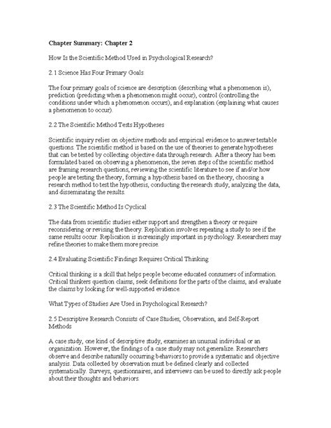 PSYC 2301 Ch 2 Summary - Tagged - Chapter Summary: Chapter 2 How Is the