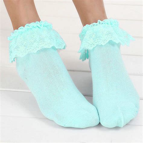 Asoidchi 3 Pairs Vintage Lace Ruffle Frilly Ankle Socks Ladies Princess