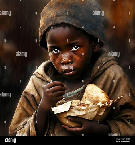 Child Starvation And Malnutrition In Africa Illustration Generative A