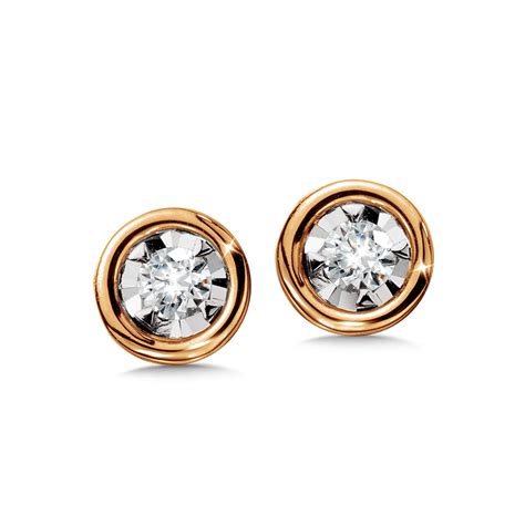 14k Rose Gold 110 Ctw Diamond Solitaire Earring Charles Nusinov