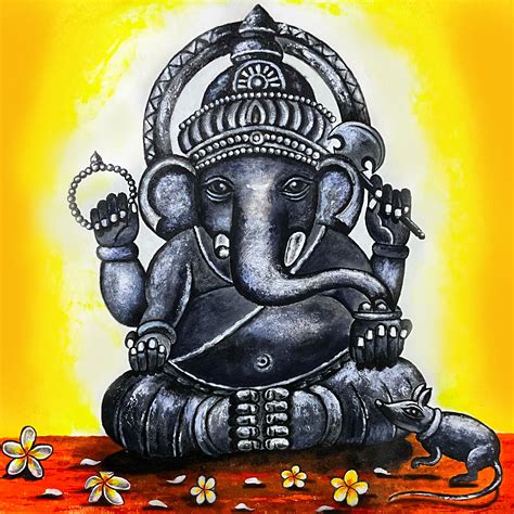 Ganesha Canvas Painting, Ganesha Acrylic Painting, Ganesh Abstract Art ...