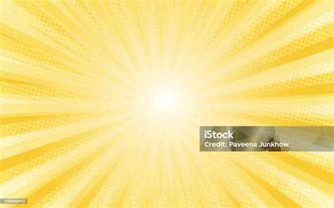 Sun Rays Retro Vintage Style On Yellow And Orange Background Comic