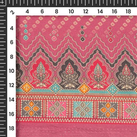 Blush Pink Bandhani Digital Print Cotton Cambric Fabric Fabcurate