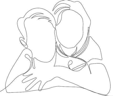 Premium Vector One Line Drawing Of Man Hugging Him Self Vector