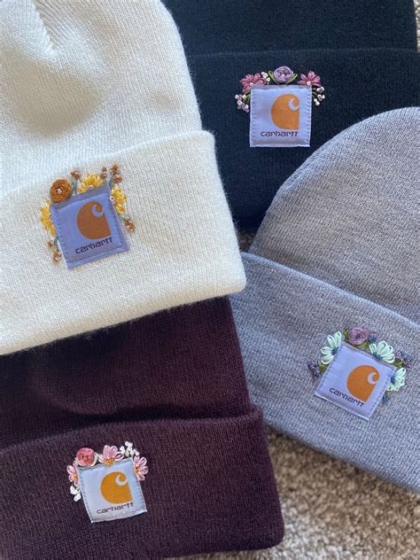 Custom Adult Floral Embroidered Carhartt Beanie Etsy