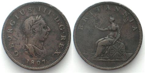 England GROSSBRITANNIEN 1 2 Penny 1807 GEORGE III BRITANNIA Kupfer Ss