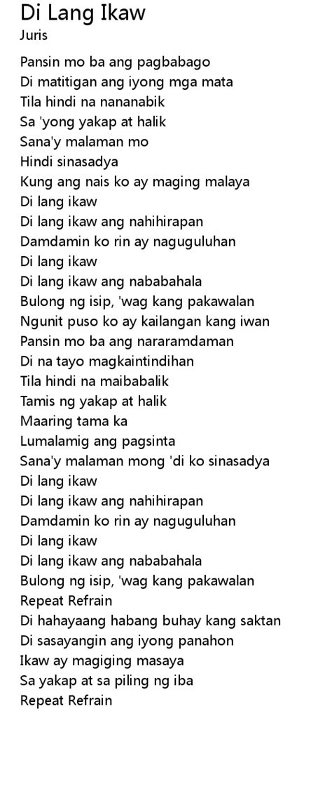 Di Lang Ikaw Lyrics Follow Lyrics