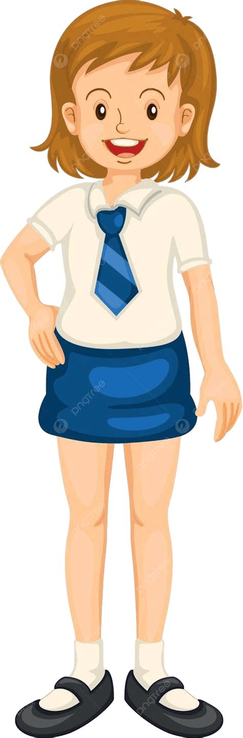 A Girl In School Uniform Young School Preschool Vector, Young, School, Preschool Illustration