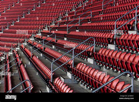 Rows Of Red Stadium Seats Stock Photo Alamy