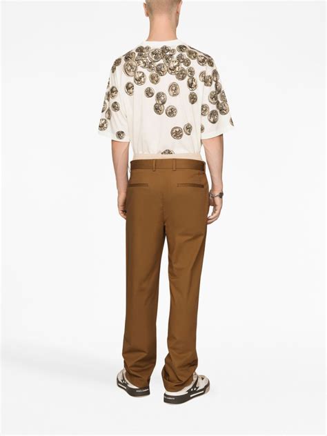 Dolce Gabbana Graphic Print Short Sleeve T Shirt Neutrals FARFETCH