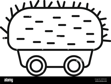 Farm Wooden Cart Icon Outline Vector Bale Hay Farm Field Food Stack