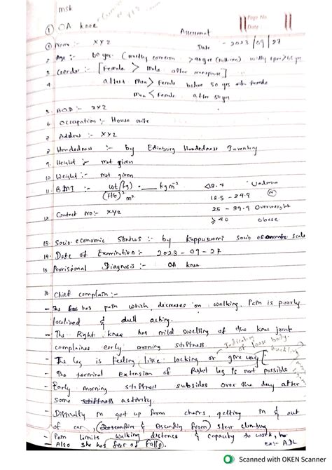 SOLUTION: oa knee physiotherapy assessment - Studypool