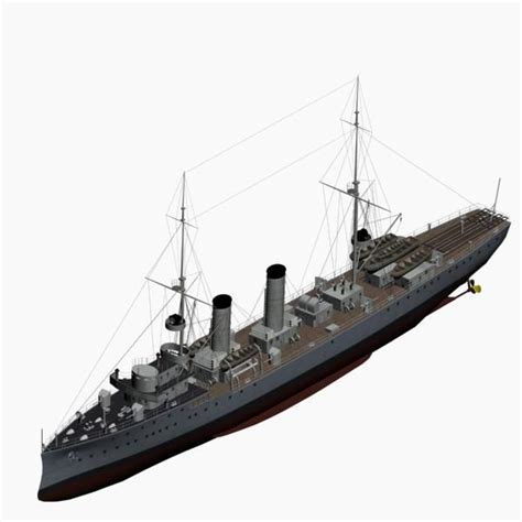 Armored Cruiser Prinz Heinrich Imperial German Navy 3D Model 59 Max