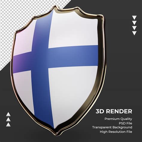 Escudo 3d bandeira da finlândia renderizando vista correta PSD Premium