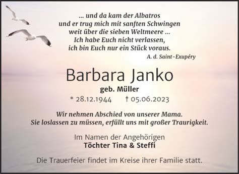 Traueranzeigen Von Barbara Janko Abschied Nehmen De