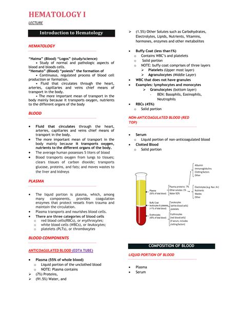 Solution Hematology 1 Introduction To Hematology Studypool