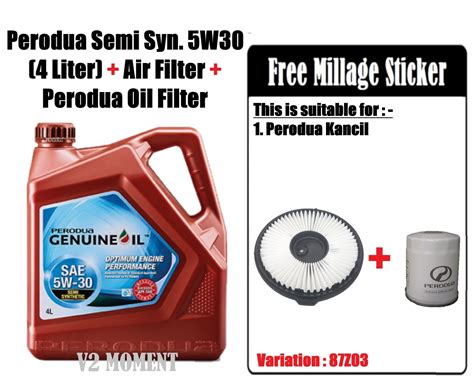 Perodua Semi Synthetic Engine Oil Sae 5w 30 4lperodua Oil Filter Air