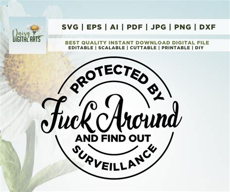 Protected By Fuck Around And Find Out Surveillance Svg Png Funny Svg Sarcastic Svg 2nd