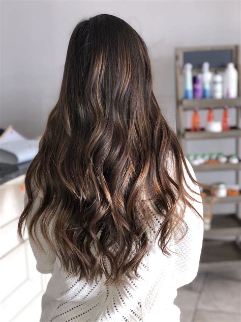 Subtle Hazelnut Balayage On Dark Brown Hair Wavy Finish Perfect Fall