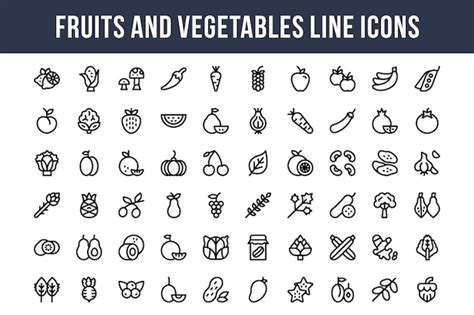 Premium Vector Fruits And Vegetables Line Icons