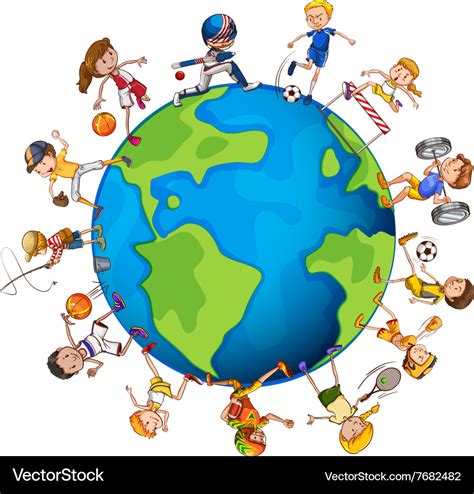 People doing sports around the world Royalty Free Vector