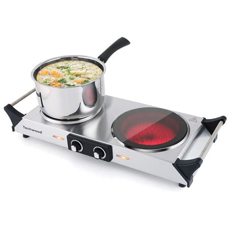 Mua Techwood Electric Stove Double Infrared Ceramic Hot Plate For Cooking Two Control Cooktop