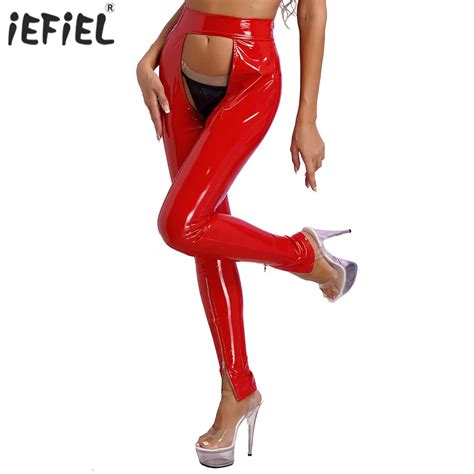 Pantalon Sexy En Cuir Verni Pour Femmes Lingerie Leggings En Latex