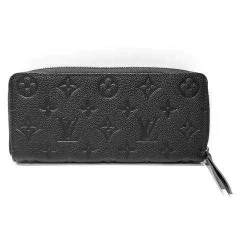 【louis Vuitton 路易威登】m60171 經典clemence系列monogram Empreinte皮革壓紋拉鍊長夾錢包黑色