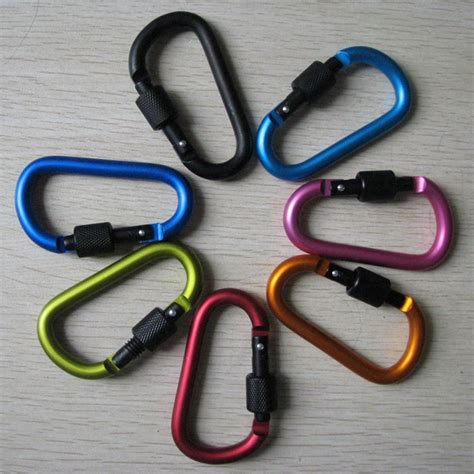 Locking Carabiner Alloy D Ring Key Chain Clip Snap Hook Karabiner