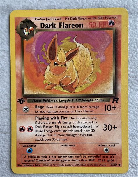 Mavin Dark Flareon 35 82 1st Edition Team Rocket Non Holo Pokemon Card