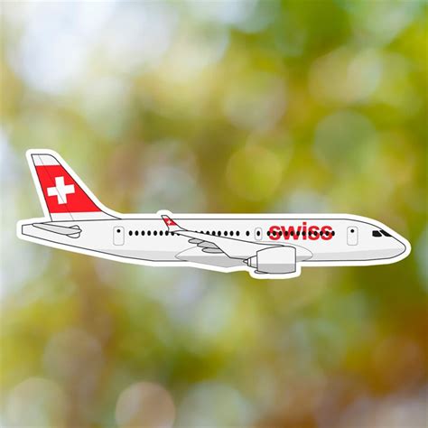 Airbus A220 Sticker Swiss International Air Lines Airplane Sticker Waterproof For Suitcase Car