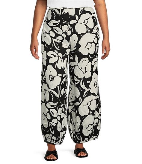 Bryn Walker Plus Size Woven Floral Balloon Leg Pull On Coordinating