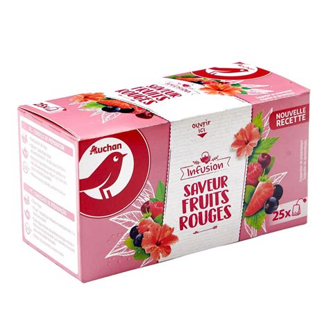 AUCHAN Infusion Fruits Rouges 25 Sachets 38g Pas Cher Auchan Fr