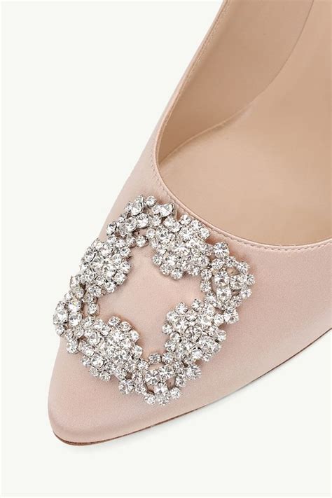 Manolo Blahnik Hangisi Cm Pumps In Dark Nude Satin With White Crystal