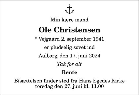 Dødsannonce for Ole Christensen Nordjyske dk