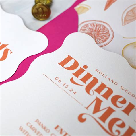 Holographic Lovers Dinner Menu - Fowler Design Co. Invitations