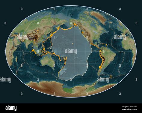 Placa Tectónica Del Pacífico En El Mapa De Elevación Al Estilo Wiki En La Proyección Oblicua De