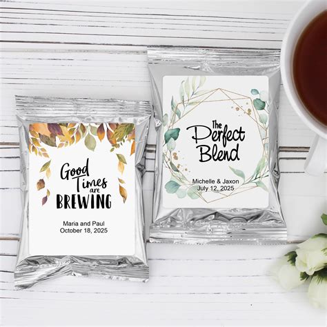 Floral & Botanicals Personalized Coffee Favors (Silver) - Famous Favors