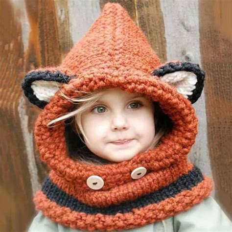 Bonnet Bébé Enfant Chapeau Capuche Laine Tricot Tour de cou Chaud Hiver