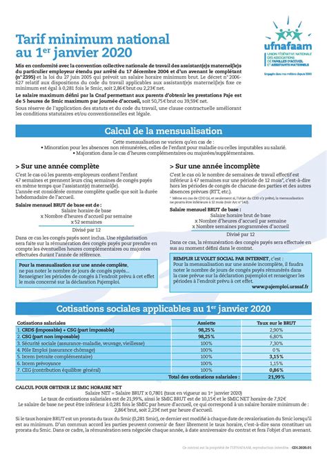 Tarif Minimum National Au 1er Janvier 2017 UFNAFAAM