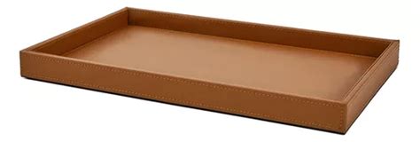 Bandeja Retangular Em Mdf E Corino Pu Caramelo 44cm Frete grátis