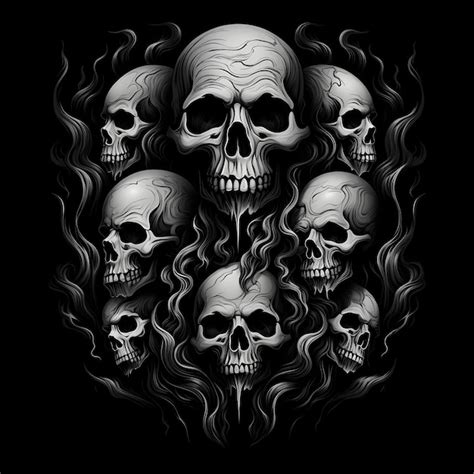 Skull and skulls tattoo design dark art illustration isolated on black ...