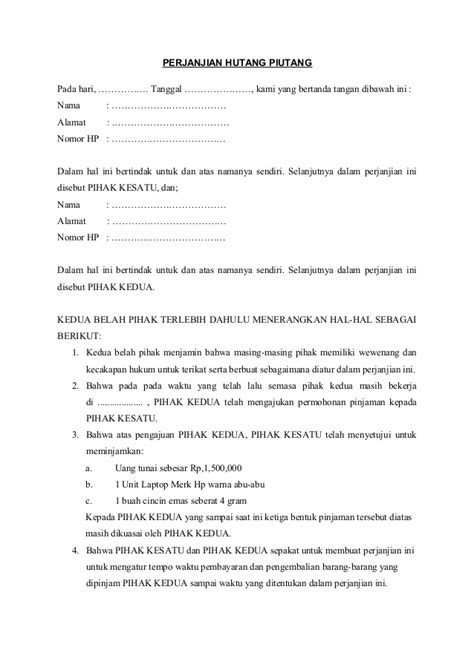 Bikin Surat Perjanjian Hutang Piutang Homecare24