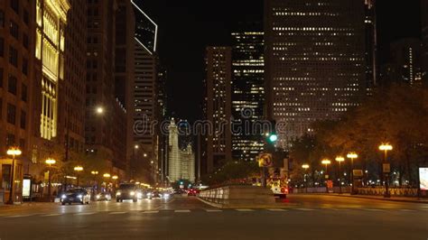 Chicago Usa April 30 2023 Night Cityscape Of Metropolis Chicago